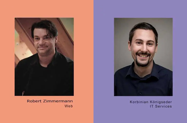 Porträtfotos von Robert Zimmermann und Korbinian Königseder.